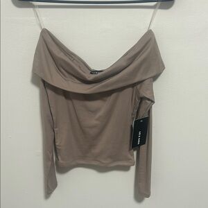 Le Lis Taupe Off-Shoulder Women's Top
